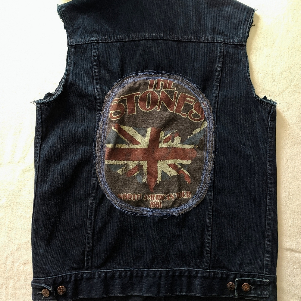 Vintage Levi's Rolling Stones Black Jean Vest M